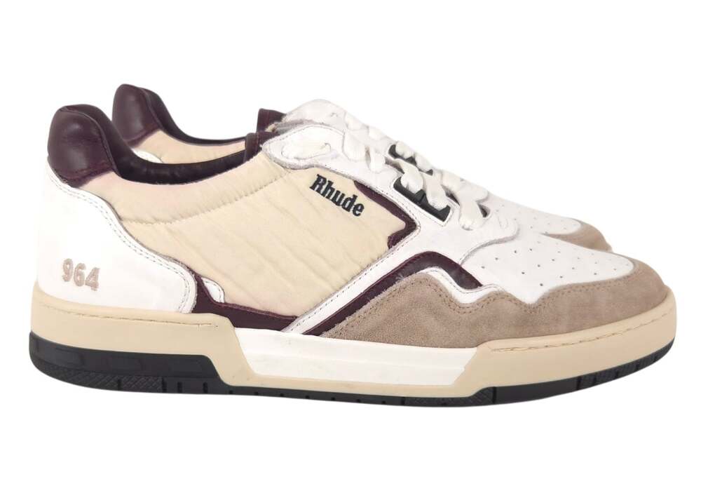 Rhude Rhecess Distressed Leather Sneakers US 10 EU 43 Mens Beige $650